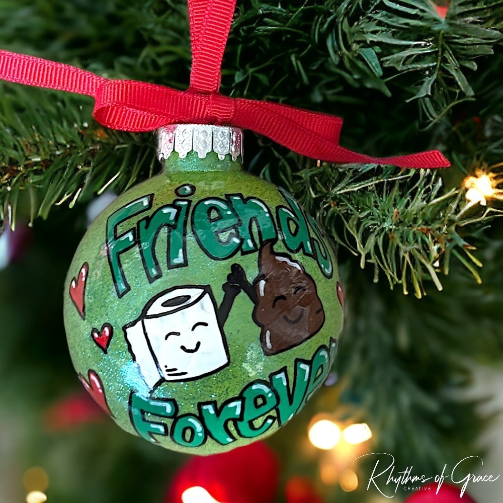 Friends Forever Christmas Ornament - Hand-Painted and Personalized, Bestie Gift